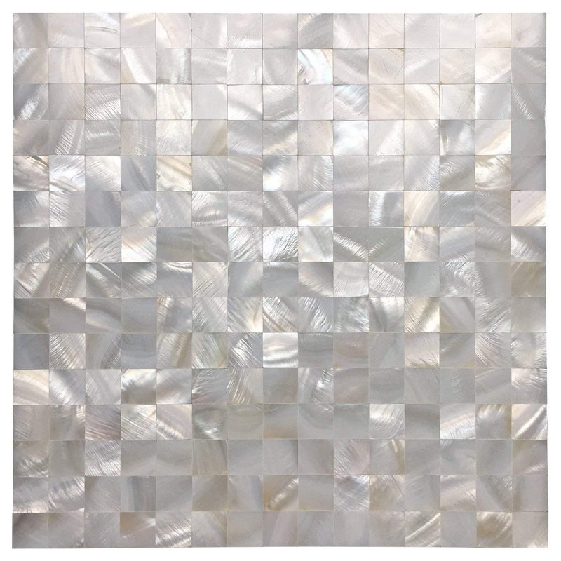 Art3d Mother of Pearl Shell Mini Square Seamless Mosaic Tile for Kitchen Backsplash,12" L X 12" W(Cloud) - Image 1