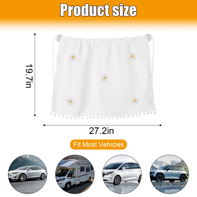 DUSCOKE Car Side Window Sun Shade Privacy Curtain for Baby - Blackout UV Protection Car Window Shades with Suction Cup for Back Seat - Cute Auto Camping Windows Screen Shades (Five Small Flowers) - Image 2