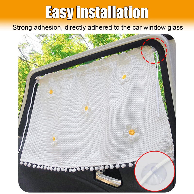 DUSCOKE Car Side Window Sun Shade Privacy Curtain for Baby - Blackout UV Protection Car Window Shades with Suction Cup for Back Seat - Cute Auto Camping Windows Screen Shades (Five Small Flowers) - Image 5