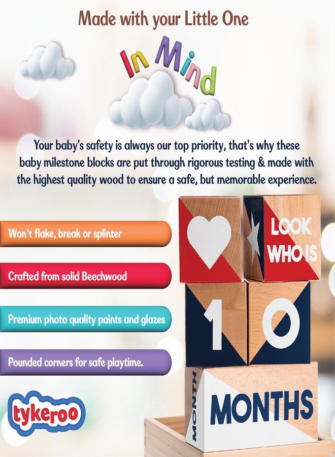 تايكيرو مكعبات تايكيرو لمراحل نمو الطفل الشهرية - ديكورات جميلة لغرفة الأطفال - أدوات تصوير رائعة للمواليد الجدد - هدايا لحفلات استقبال المولود (أحمر، أبيض، وأزرق) - Image 4