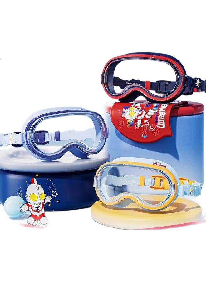 F.Dyraa Classic Ultraman Children'S High-Definition Waterproof Anti-Fog Large Frame Swimming Cap And Goggles Set For Boys And Girls, 4-Piece Set 61414, Blue - Image 2