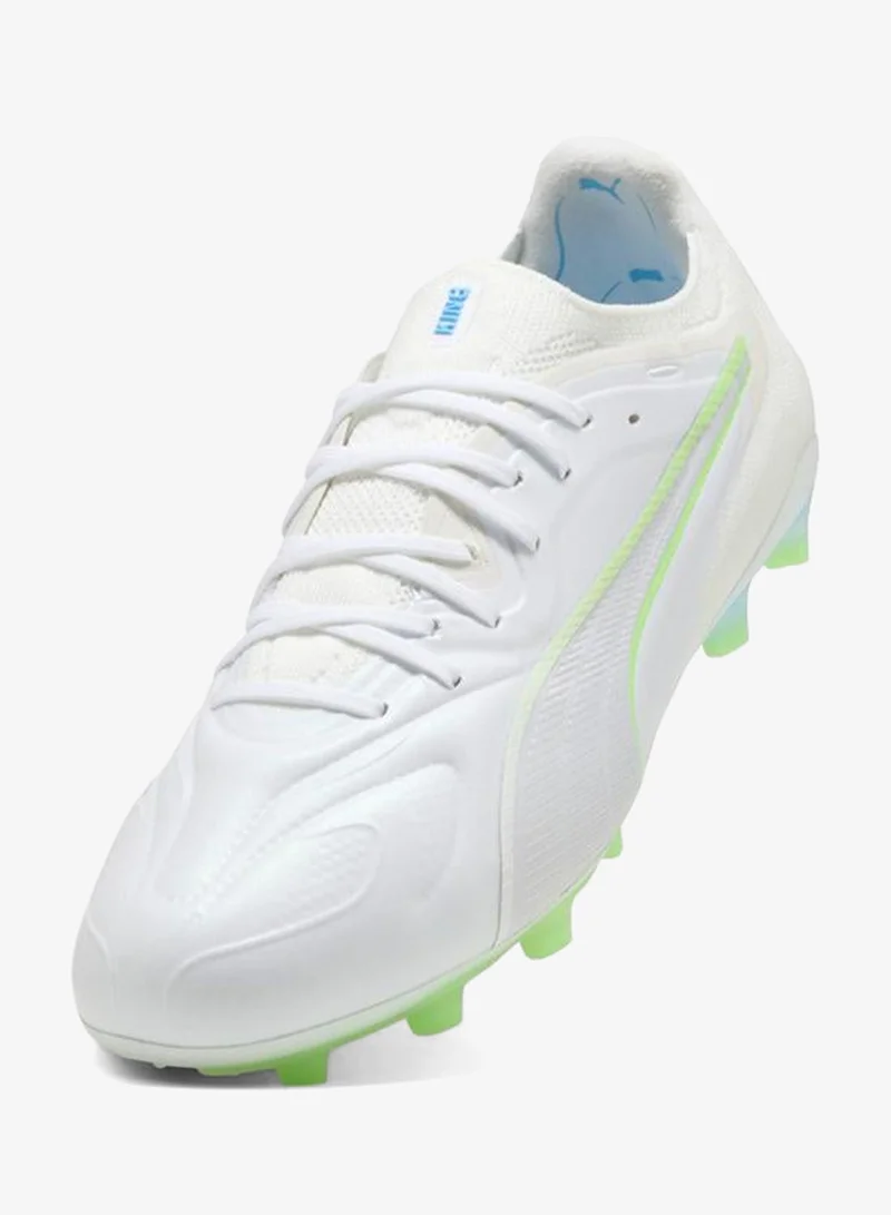 Puma PUMA White-Luminous Blue-Elektro Green-Silver Mist KING 20 ULTIMATE WHITE FG/AG Football Boots Unisex  | Best Price UAE