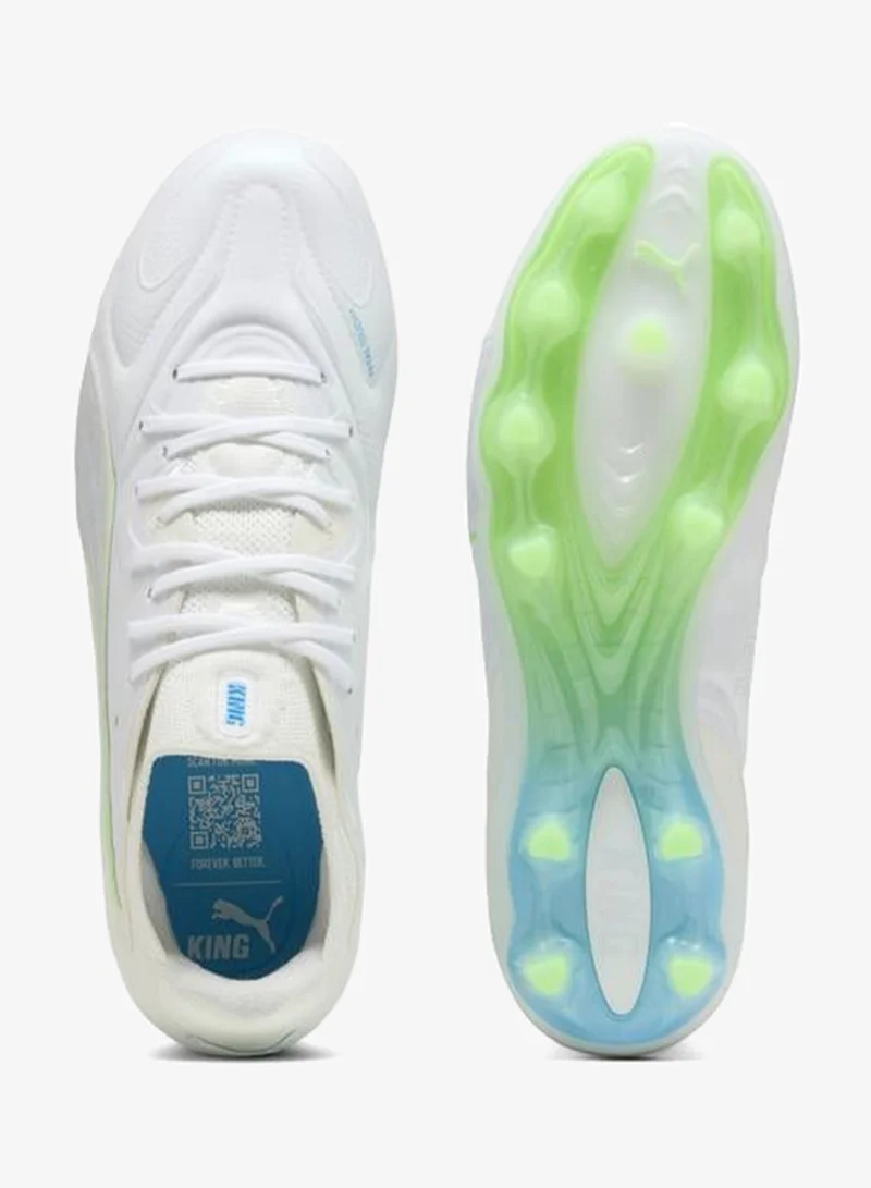 Puma PUMA White-Luminous Blue-Elektro Green-Silver Mist KING 20 ULTIMATE WHITE FG/AG Football Boots Unisex  | Best Price UAE