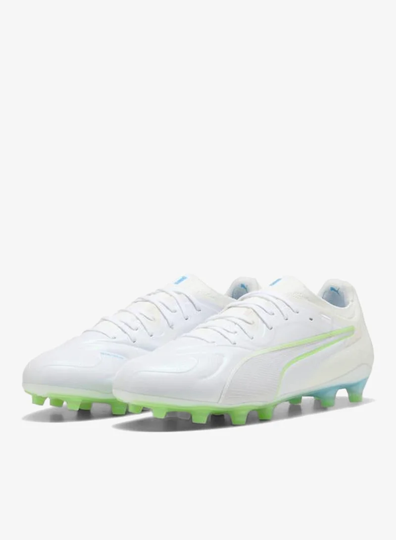 Puma PUMA White-Luminous Blue-Elektro Green-Silver Mist KING 20 ULTIMATE WHITE FG/AG Football Boots Unisex  | Best Price UAE