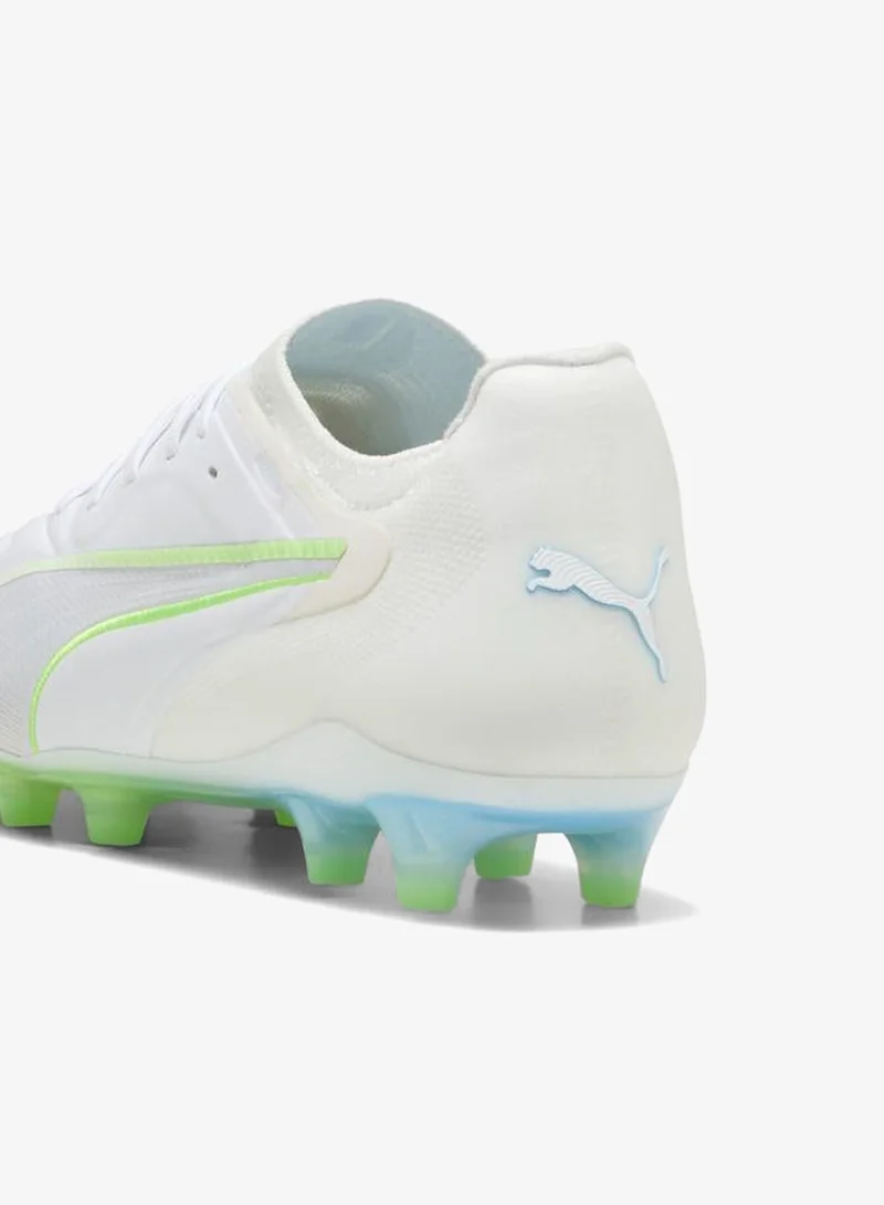 Puma PUMA White-Luminous Blue-Elektro Green-Silver Mist KING 20 ULTIMATE WHITE FG/AG Football Boots Unisex  | Best Price UAE
