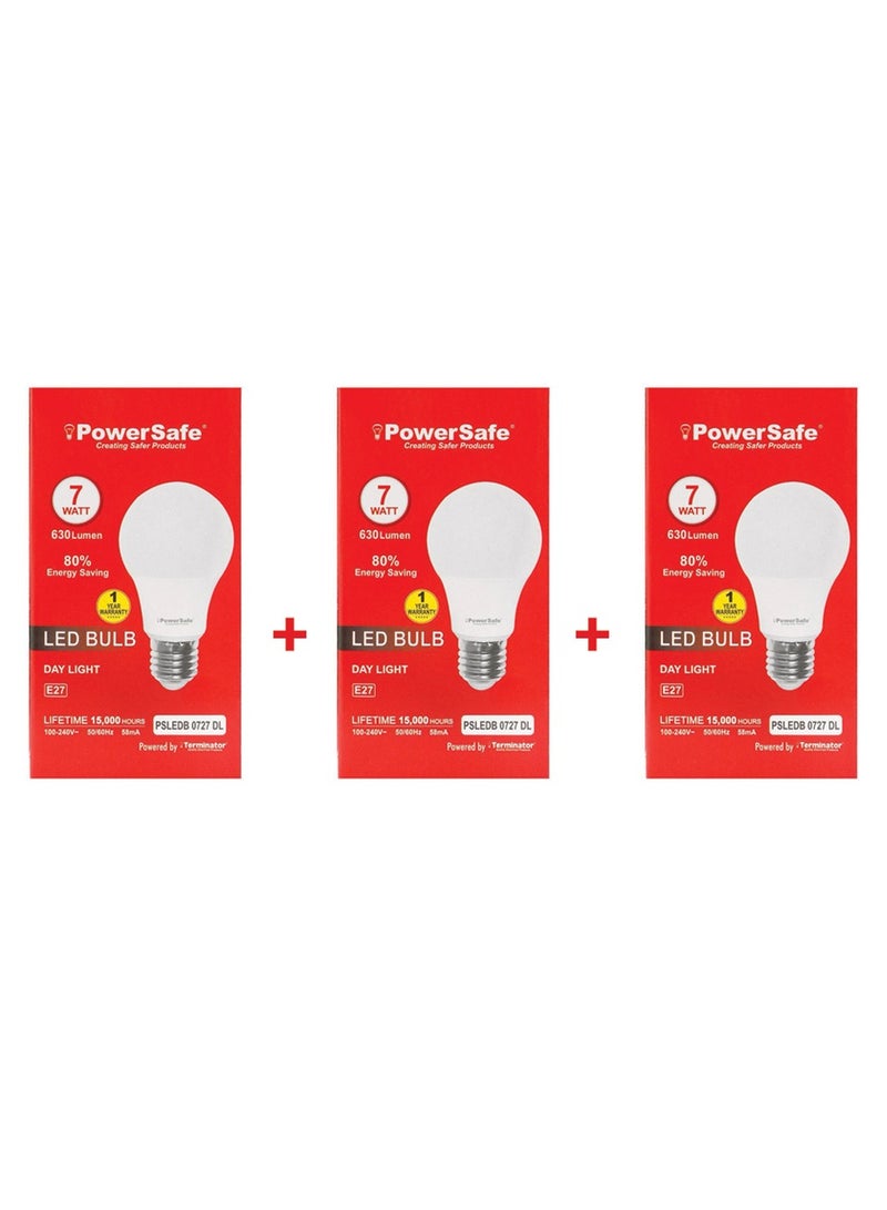 PowerSafe LED Bulb 7W Day Light E27 X 3 PSLEDB 0727