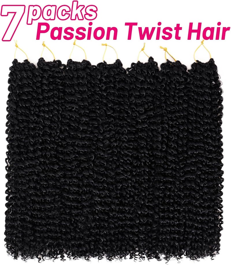 Dorsanee 7 Packs Passion Twist Hair 18 Inch Water Wave Synthetic Braids for Passion Twist Crochet Braiding Hair Goddess Locs Long Bohemian Locs Hair (22Strands/Pack, 1#) - Image 2