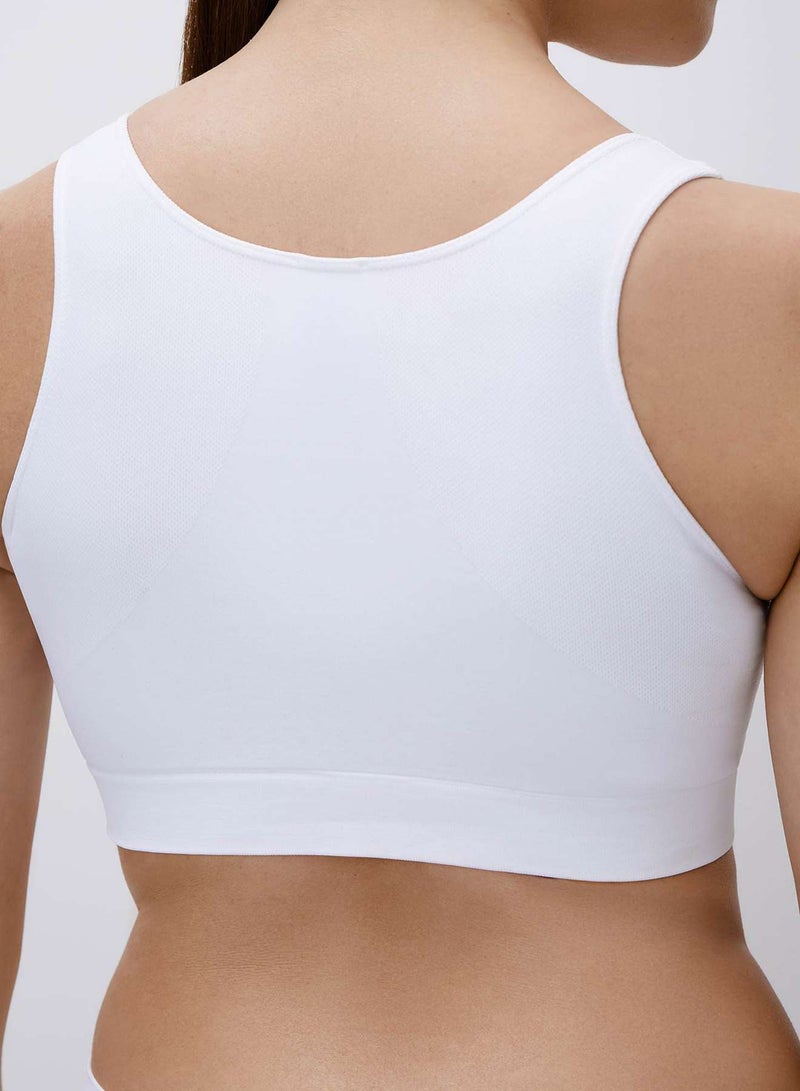 Belle YOU Seamless Push-Up Top for Women with Wide Straps and Deep V-Neck, Nude & White, Comfortable Bust Support - Image 4