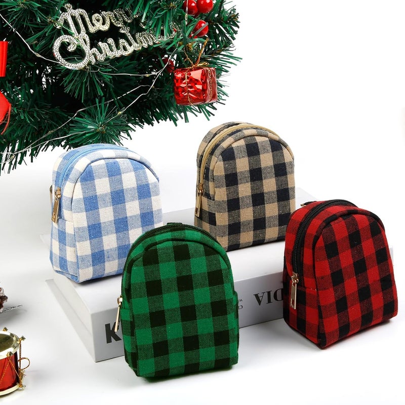 AIBFRID 4Pcs Mini Backpack Keychain,Cute Cosmetic Bag for Women,PU Leather Makeup Bag Key Pocket Lipstick Bag Card Holder Data Cable Organizer Zipper Pouch - Image 4