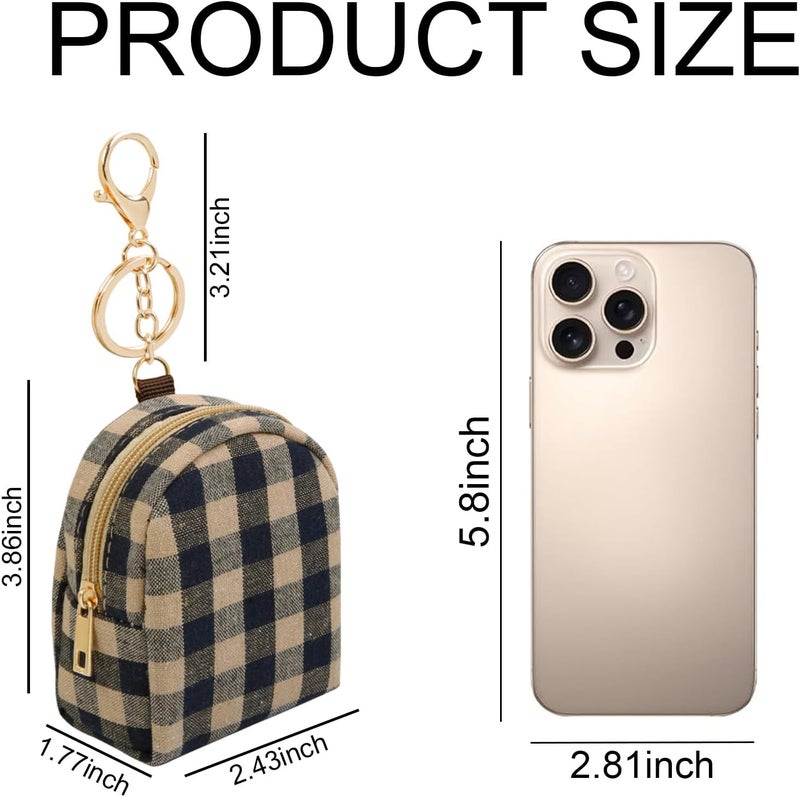 AIBFRID 4Pcs Mini Backpack Keychain,Cute Cosmetic Bag for Women,PU Leather Makeup Bag Key Pocket Lipstick Bag Card Holder Data Cable Organizer Zipper Pouch - Image 3
