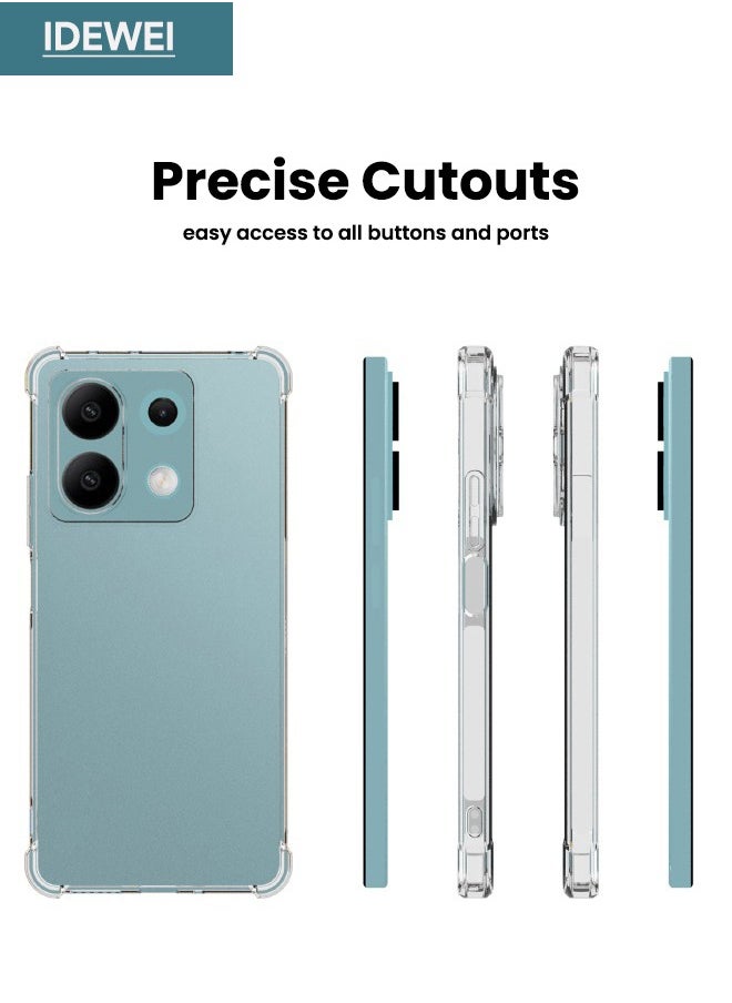 IDEWEI Redmi Note 13 Case(Not 4G), Designed for Redmi Note 13 5G Case, Redmi Note 13 Cover with Four Corner Anti-Fall Airbags, Slim Flexible TPU Rubber Soft Silicone Back Cover for Redmi Note 13 5G (Clear)  - Image 3