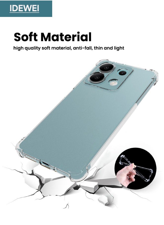 IDEWEI Redmi Note 13 Case(Not 4G), Designed for Redmi Note 13 5G Case, Redmi Note 13 Cover with Four Corner Anti-Fall Airbags, Slim Flexible TPU Rubber Soft Silicone Back Cover for Redmi Note 13 5G (Clear)  - Image 2