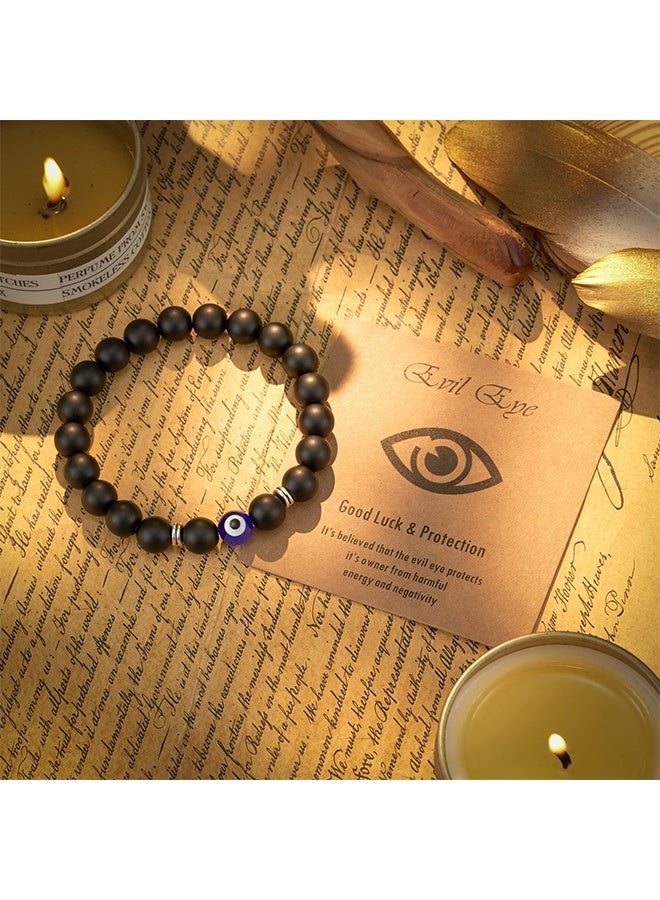 سوار للرجال مصنوع من الأحجار الطبيعية لسحر الحماية والحظ الجيد للأولاد باللون الأسود - Image 3