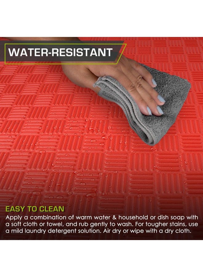 ProSourceFit Exercise Puzzle Mat ½-in, Checkered EVA Foam Floor Tiles w/Non-Slip Texture, Gym Mat w/Interlocking Foam Tiles for Adjustable Surface, Shock Absorbing, Waterproof Gym Flooring, Red - Image 5