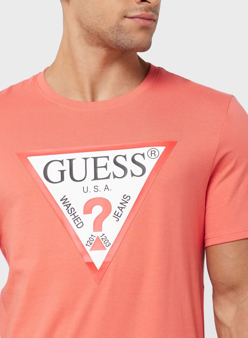 GUESS Logo Crew Neck T-Shirt