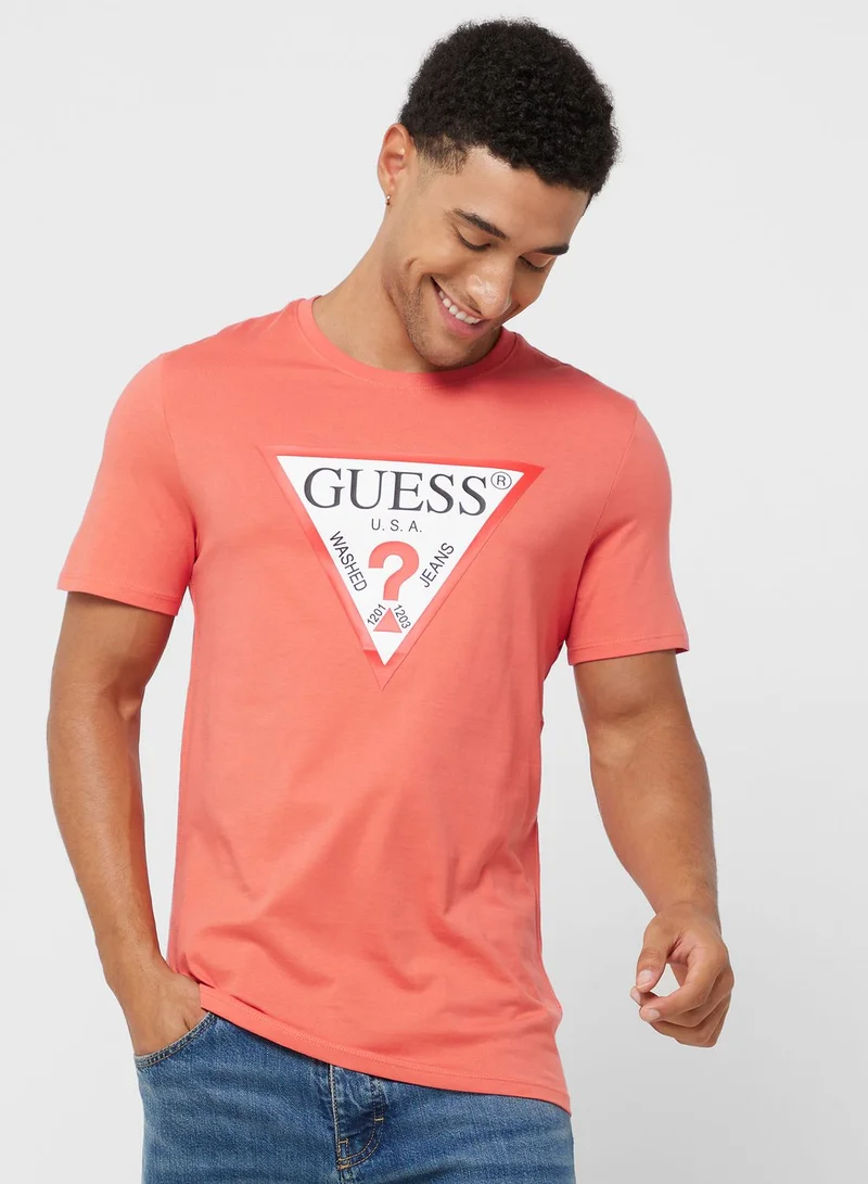GUESS Logo Crew Neck T-Shirt