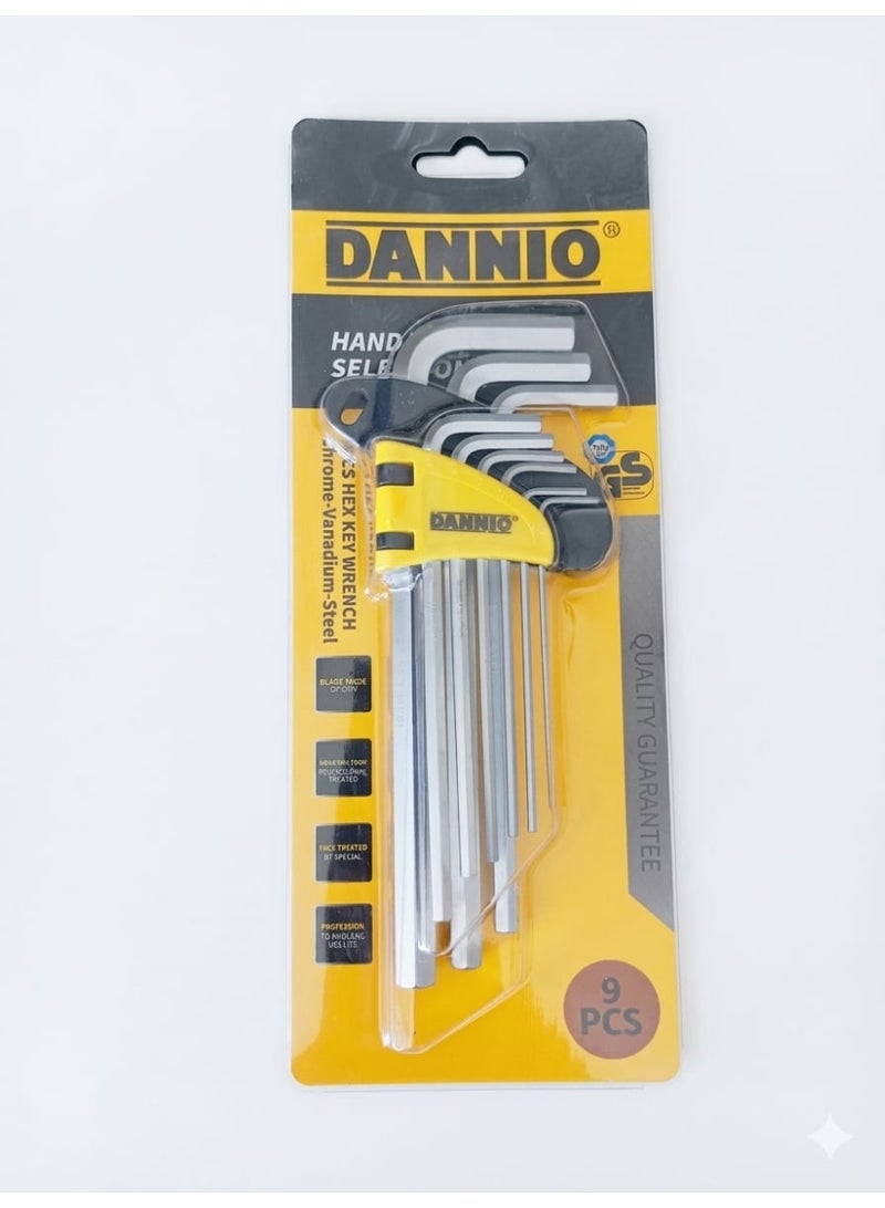 Dannio 9 Pcs H-Allen Wrench Key Set with LONG ARMS, Hex Key Set HX from 1/16 to 3/8 Inch in Plastic Clip. all End Long Allen Wrench Set, Folding Hex Allen Keys, L-Wrench Hex Tool Kit - Image 2