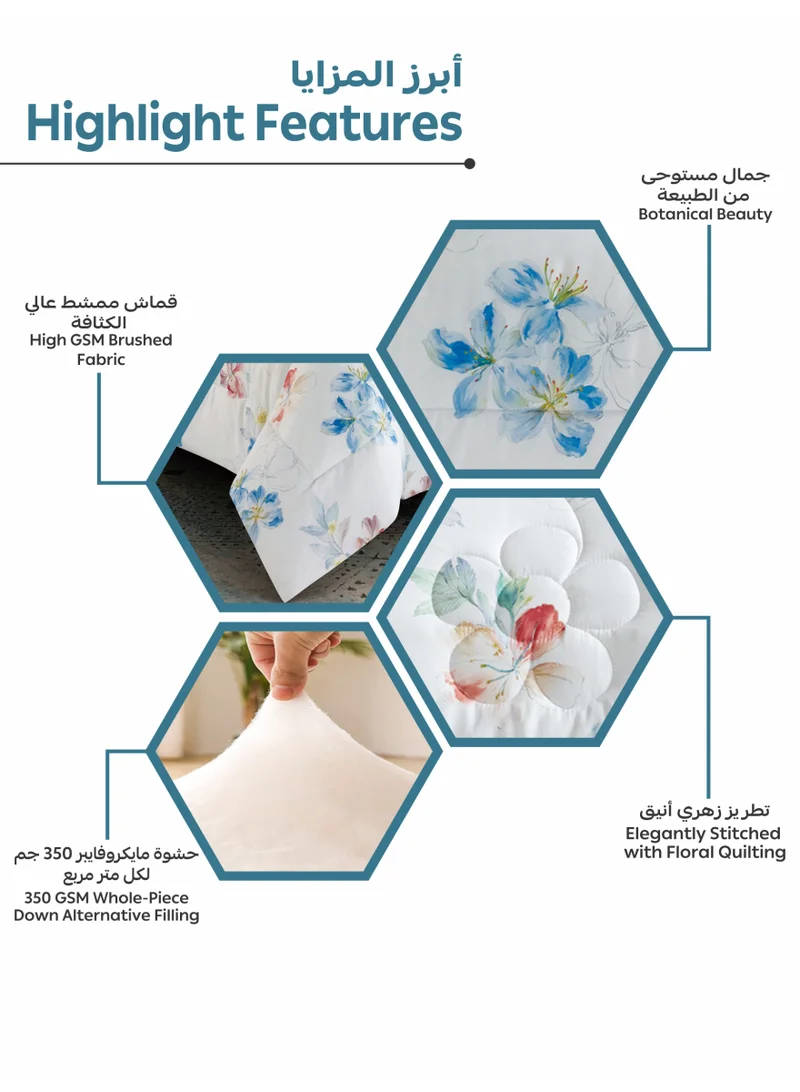Donetella Bedding Comforter Set, twin Size Fits 120x200 cm - 4-Pcs Digital Print Quilted Bed Set, Microfiber Fabric - 1 Comforter, 1 Fitted Sheet, 1 Pillow Shams, 1 Pillowcases.