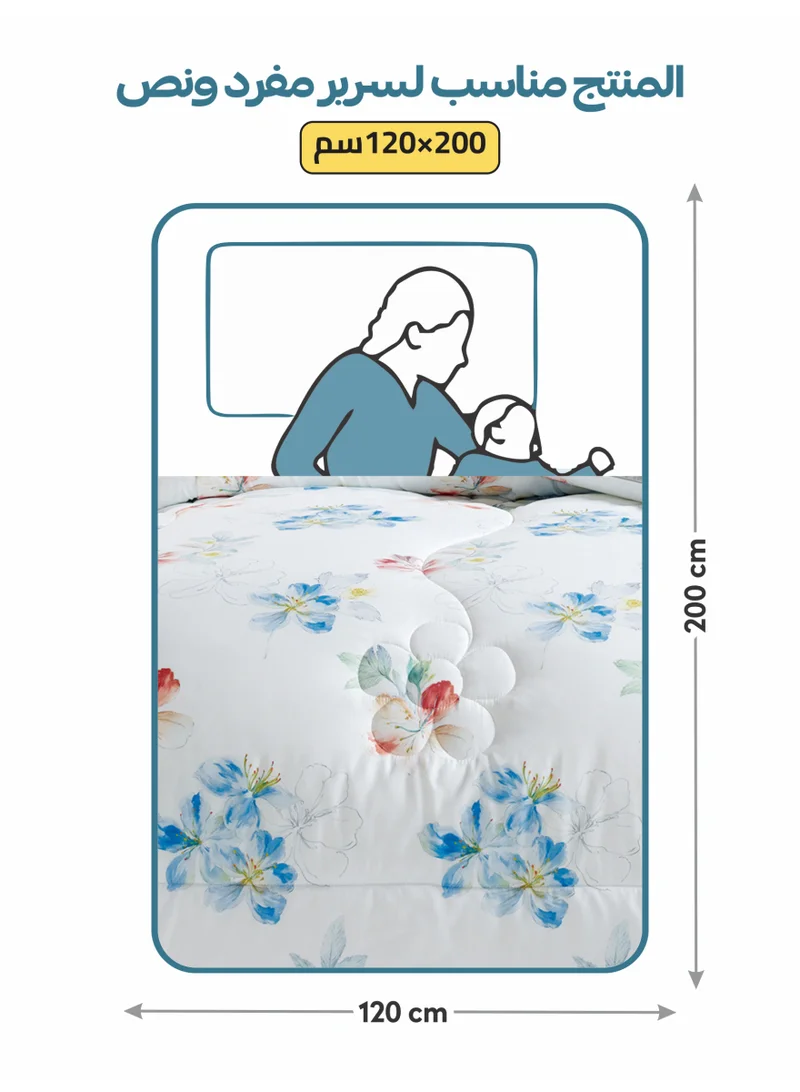 Donetella Bedding Comforter Set, twin Size Fits 120x200 cm - 4-Pcs Digital Print Quilted Bed Set, Microfiber Fabric - 1 Comforter, 1 Fitted Sheet, 1 Pillow Shams, 1 Pillowcases.