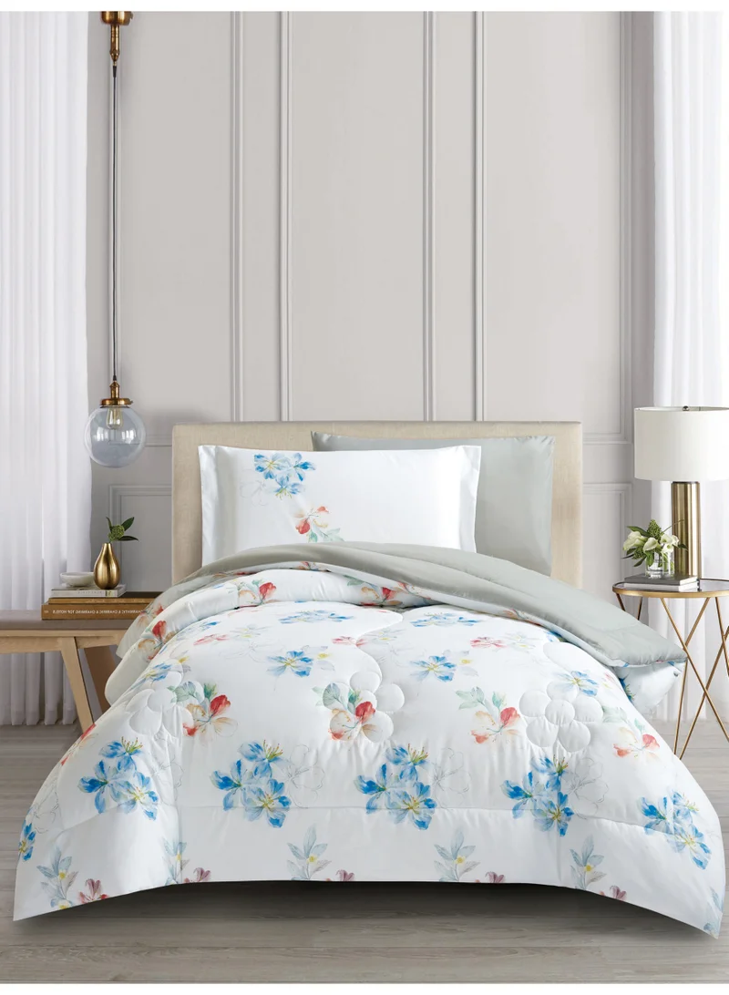 Donetella Bedding Comforter Set, twin Size Fits 120x200 cm - 4-Pcs Digital Print Quilted Bed Set, Microfiber Fabric - 1 Comforter, 1 Fitted Sheet, 1 Pillow Shams, 1 Pillowcases.
