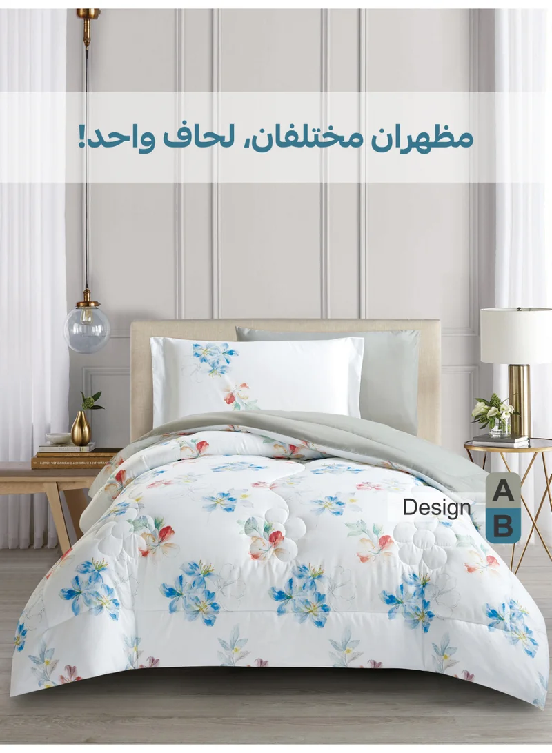 Donetella Bedding Comforter Set, twin Size Fits 120x200 cm - 4-Pcs Digital Print Quilted Bed Set, Microfiber Fabric - 1 Comforter, 1 Fitted Sheet, 1 Pillow Shams, 1 Pillowcases.