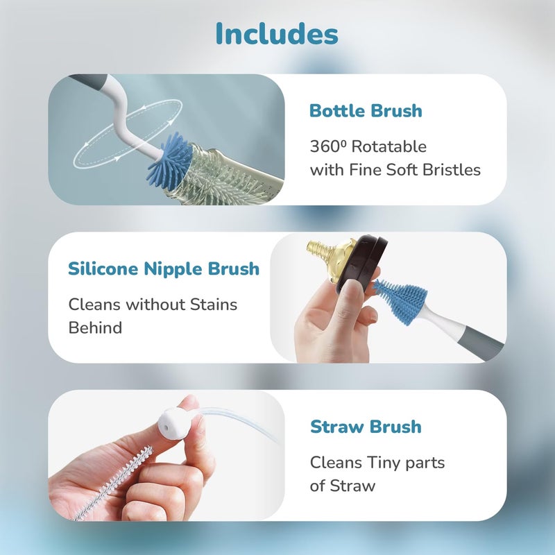 R for Rabbit Hygo Care Teddy Baby Bottle Cleaning Brush Set - Image 2