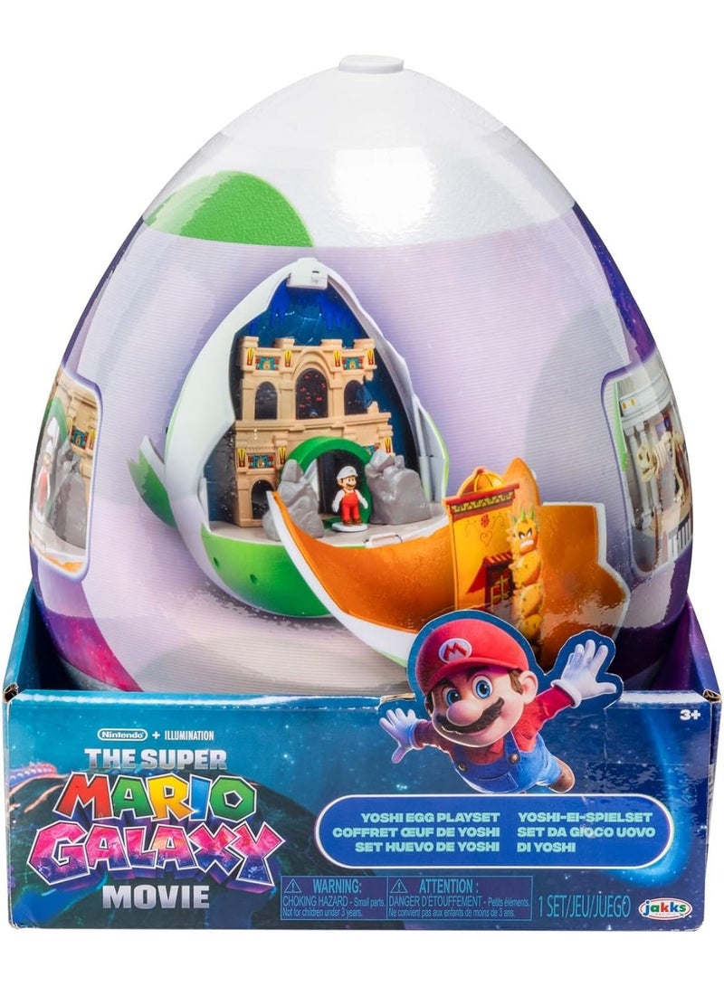Nintendo The Super Mario Galaxy Movie – 9-Inch Yoshi Egg Playset with 1.5” Yoshi and Exclusive Fire Mario Action Figures, Opens to Reveal Double-Sided Playset! - Image 2
