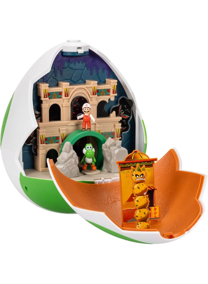 Nintendo The Super Mario Galaxy Movie – 9-Inch Yoshi Egg Playset with 1.5” Yoshi and Exclusive Fire Mario Action Figures, Opens to Reveal Double-Sided Playset! - Image 1