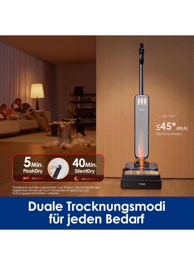 Tineco FLOOR ONE S9 Scientist Cordless Floor Washer, Smart 3-in-1 Vacuum Cleaner, Fast Drying 85°C FlashDry, 80 Min Autonomy, Lay-Flat 180° for Under Furniture, SmoothDrive 360°, LED Display 230 W Tineco FLOOR ONE S9 Scientist black - Image 5
