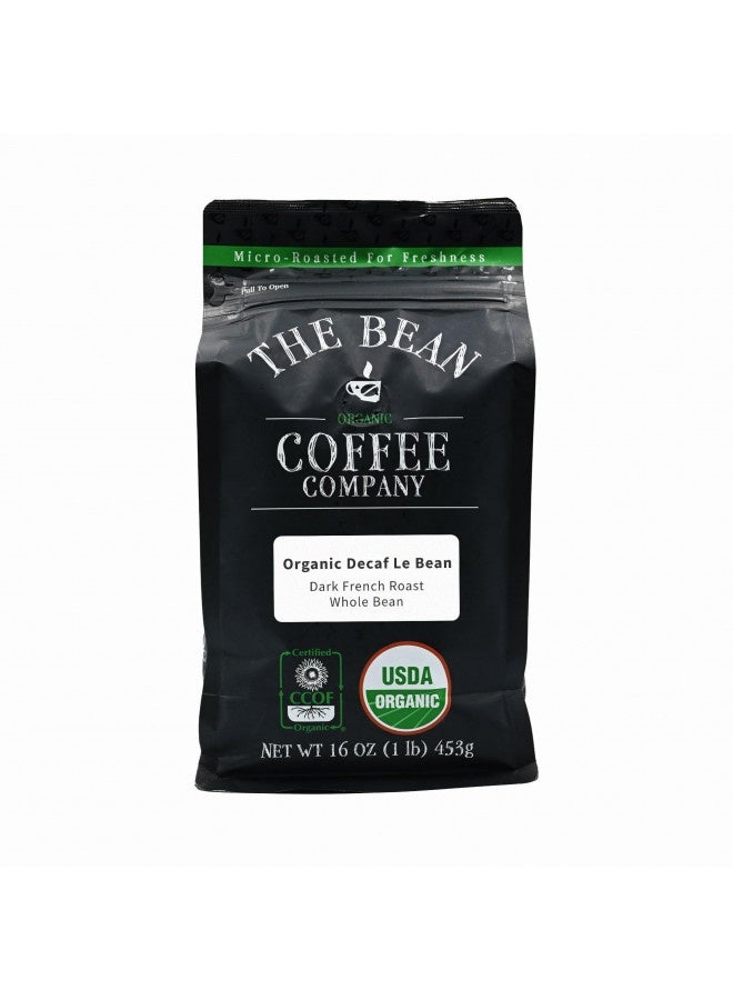 The Bean Coffee Company The Bean Organic Coffee Company Organic Water Processed Decaf Le Bean, Dark French Roast, Whole Bean, 16-Ounce Bag  - Image 1