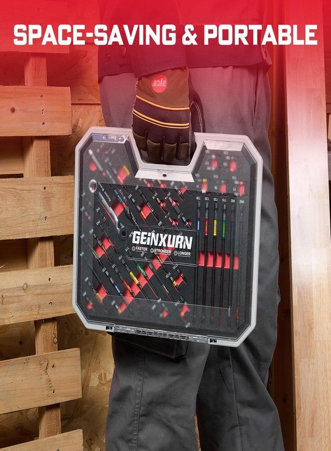 Geinxurn 58Pcs Screwdriver Set Include 54Pcs Impact Screwdriver Bits Set, Mini Wrench, Step Drill, 1/4”Socket Adapter and Impact Bit Extension with Tool Box for Home Repairs DIY - Image 3