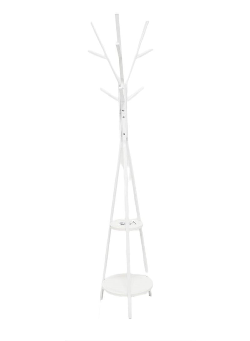 Living Coat Rack Stand, Hall Tree Free Standing Industrial Style With 2 Shelves 