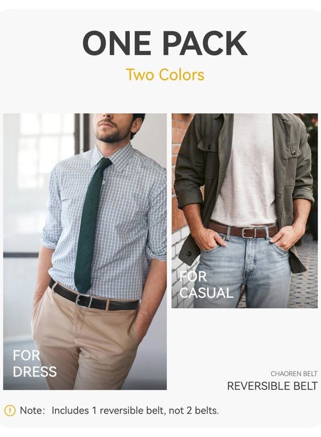 CHAOREN Reversible Belt Men 1 Piece - 1.25" Leather Dress Belt - Trim to Fit for Elegant Style, Black/Brown, 32"-34"Waist Adjustable - Image 4