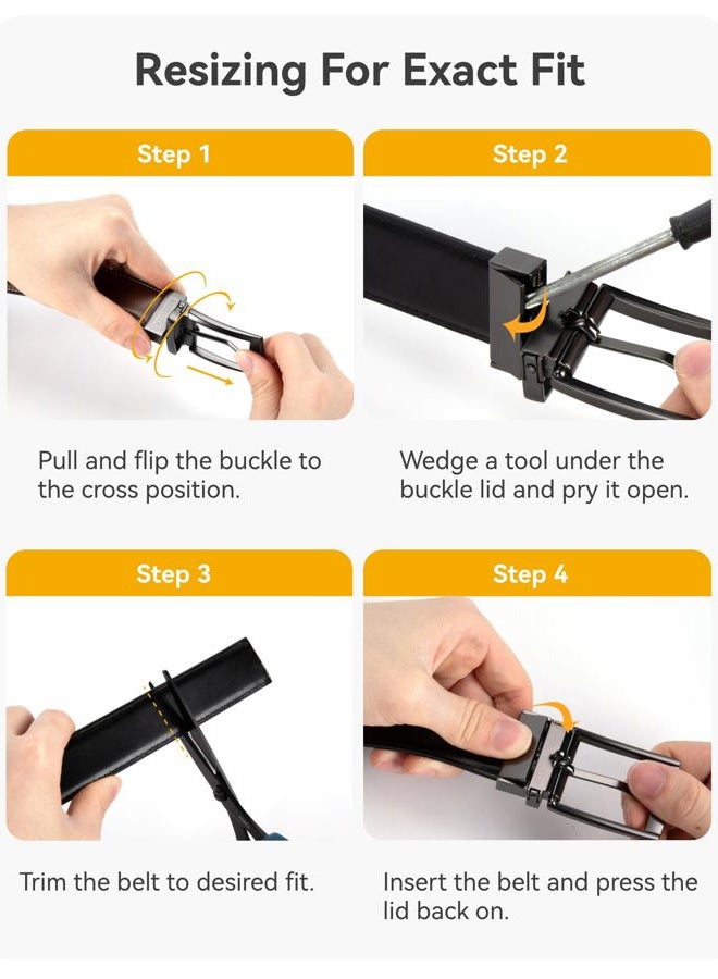 CHAOREN Reversible Belt Men 1 Piece - 1.25" Leather Dress Belt - Trim to Fit for Elegant Style, Black/Brown, 32"-34"Waist Adjustable - Image 5