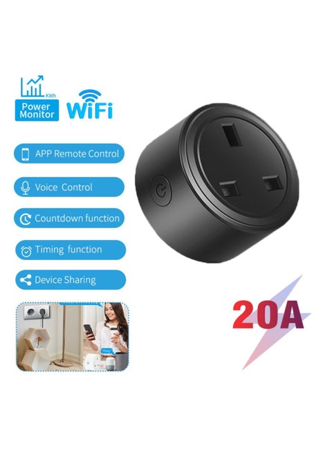 UanTii 20A Smart Plug Tuya Wifi Wireless Remote Controlled Plug Timing Schedule Plug Works with Tuya Smart Life App and Alexa Google Home