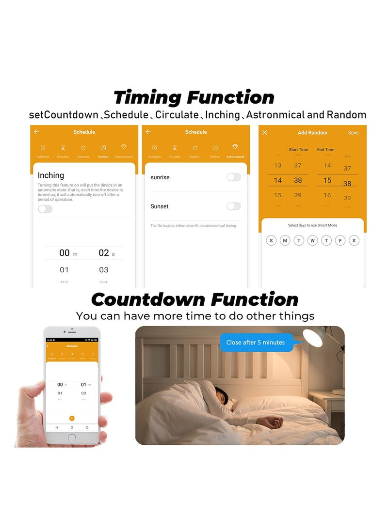 UanTii 20A Smart Plug Tuya Wifi Wireless Remote Controlled Plug Timing Schedule Plug Works with Tuya Smart Life App and Alexa Google Home
