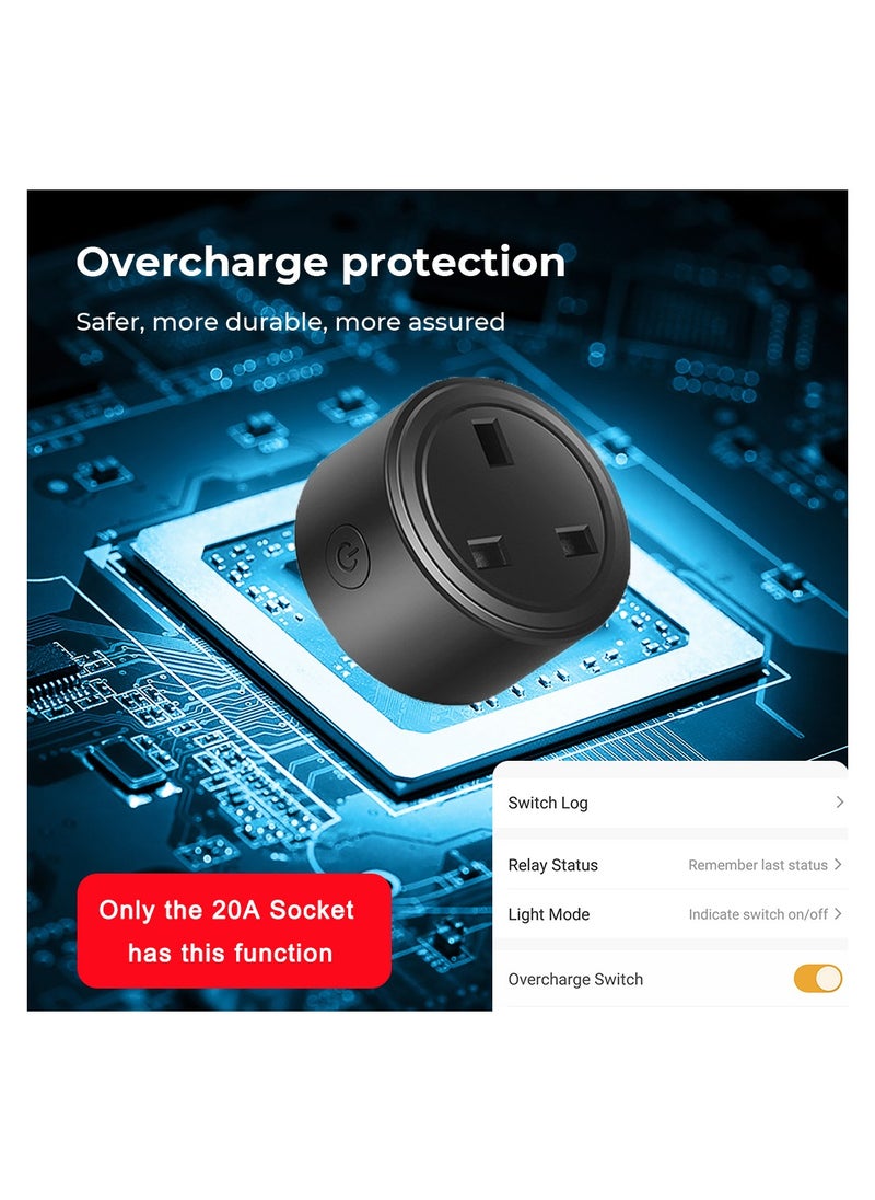 UanTii 20A Smart Plug Tuya Wifi Wireless Remote Controlled Plug Timing Schedule Plug Works with Tuya Smart Life App and Alexa Google Home