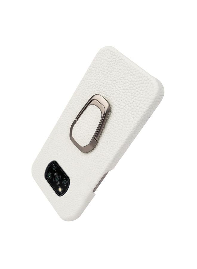 erorex Case For Xiaomi Poco X3 Pro / Poco X3 / X3 NFC Ring Holder Litchi Texture Genuine Leather Phone Case - Image 5