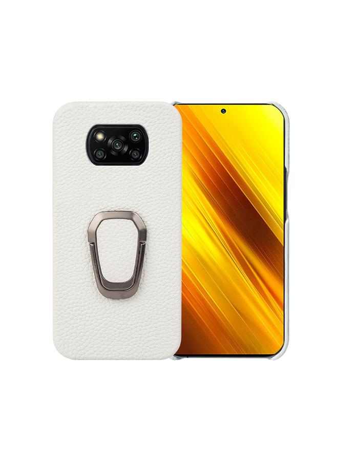 erorex Case For Xiaomi Poco X3 Pro / Poco X3 / X3 NFC Ring Holder Litchi Texture Genuine Leather Phone Case - Image 1