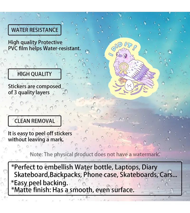 Funny Pigeon Bird Nest Vinyl Waterproof Sticker 1pc for Laptop Water Bottle - Image 5