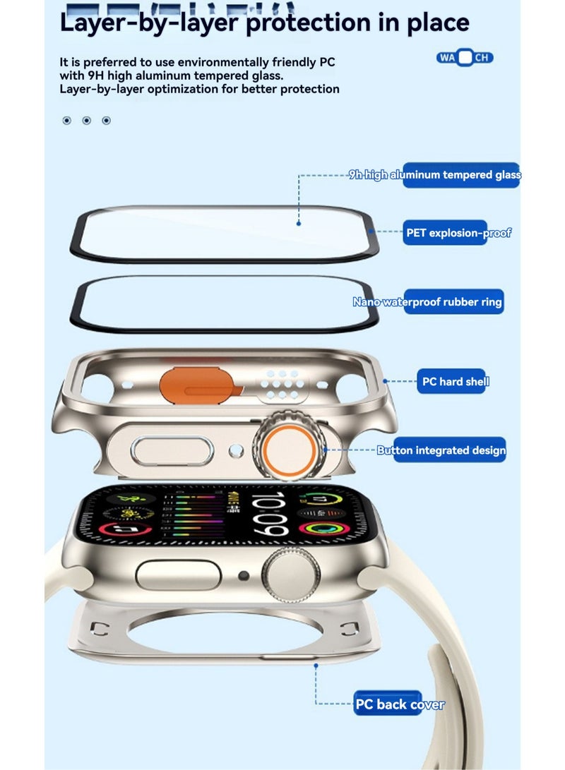 غطاء حماية من التيتانيوم الذهبي + البرتقالي لساعة أبل Iwatch S10 (46 مم) مع غشاء مقوى مدمج ومقاوم للماء والسقوط  - Image 3