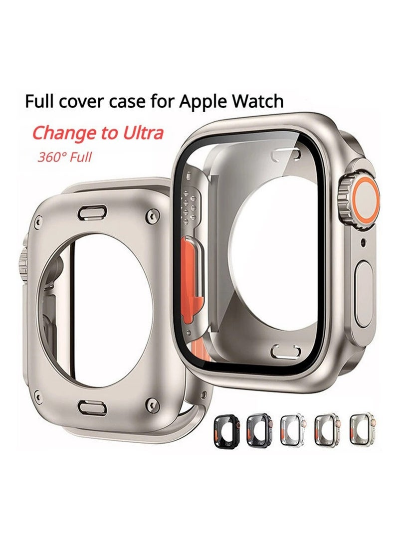 غطاء حماية من التيتانيوم الذهبي + البرتقالي لساعة أبل Iwatch S10 (46 مم) مع غشاء مقوى مدمج ومقاوم للماء والسقوط  - Image 2