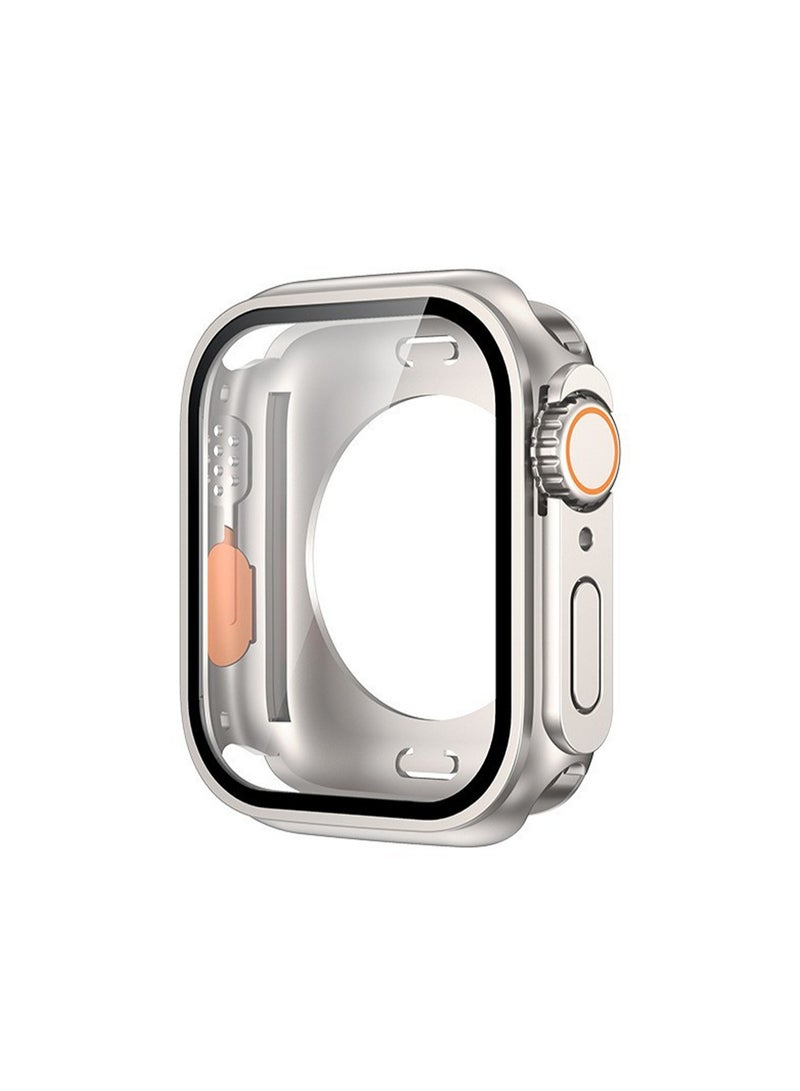 غطاء حماية من التيتانيوم الذهبي + البرتقالي لساعة أبل Iwatch S10 (46 مم) مع غشاء مقوى مدمج ومقاوم للماء والسقوط  - Image 1