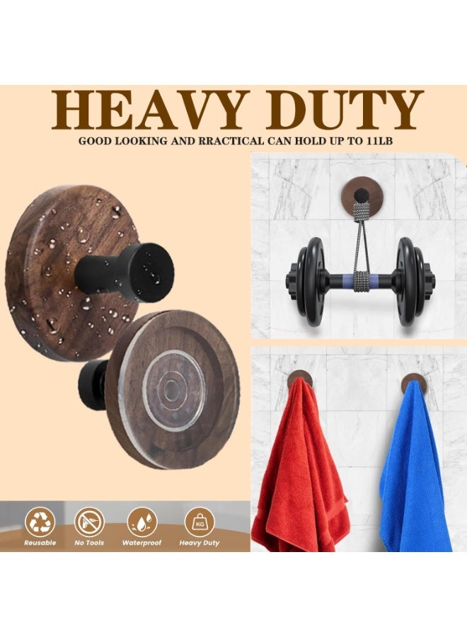 Bukela Suction Cup Hooks for Shower, Suction Cup Wreath Hanger for Front Door, Suction Cup Wreath Holder for Bathroom Kitchen Glass Door Mirror 4 Pack Walnut - Image 3