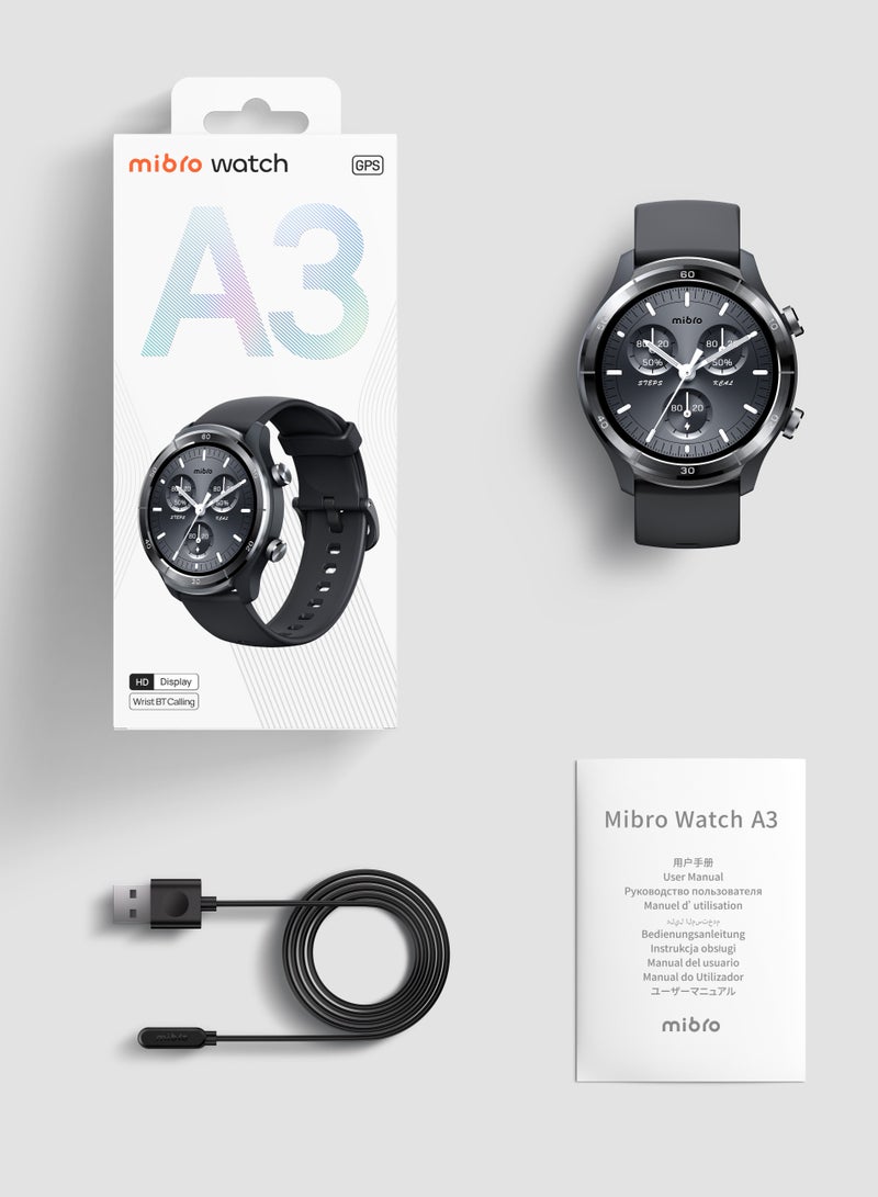 Mibro A3 Smartwatch 1.39" – Bluetooth Call, GPS, 2ATM Water-Resistant, Touchscreen – Dark Gray - Image 4