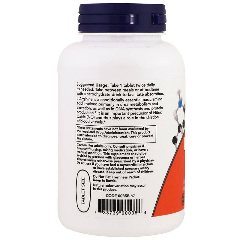 Now Double Strength 1000 mg L- Arginine Supplement Tablets For Vascular Support, Pack of 120's - Image 2