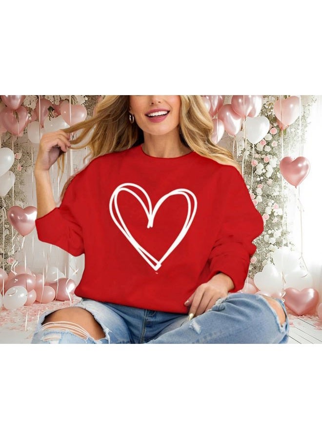 Huovud Valentine Heart Shirt for Women Cute Love Graphic Shirt Casual Long Sleeve Top Valentine Romantic Gift, Red, XXL - Image 5