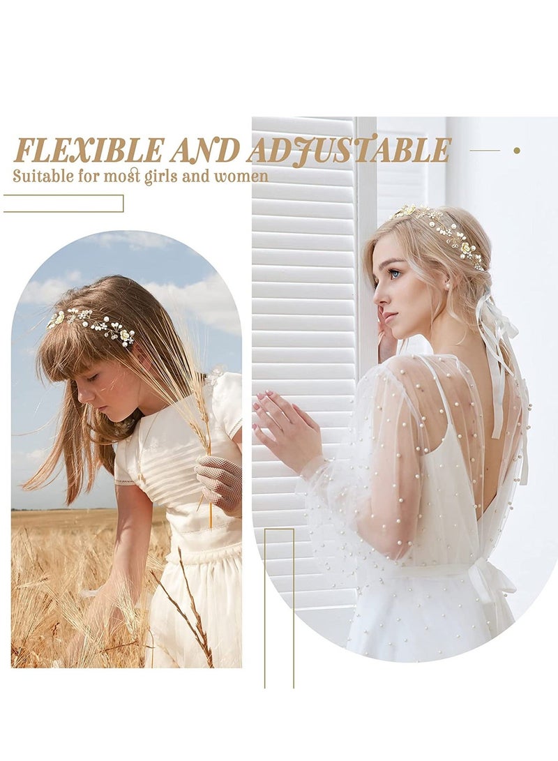Loquat Wedding Hair Accessories for Kids Flower Pearl Girl Headpiece Princess White Headband Accessory Girls Vine Band 3PCS - Image 2