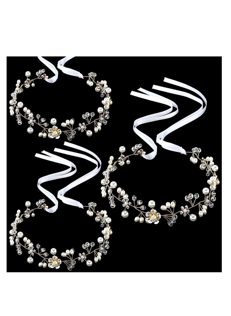 Loquat Wedding Hair Accessories for Kids Flower Pearl Girl Headpiece Princess White Headband Accessory Girls Vine Band 3PCS - Image 1