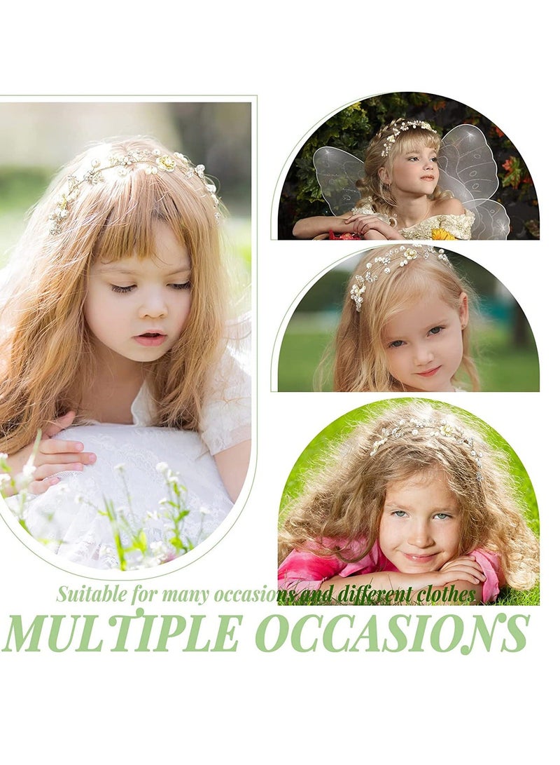 Loquat Wedding Hair Accessories for Kids Flower Pearl Girl Headpiece Princess White Headband Accessory Girls Vine Band 3PCS - Image 4